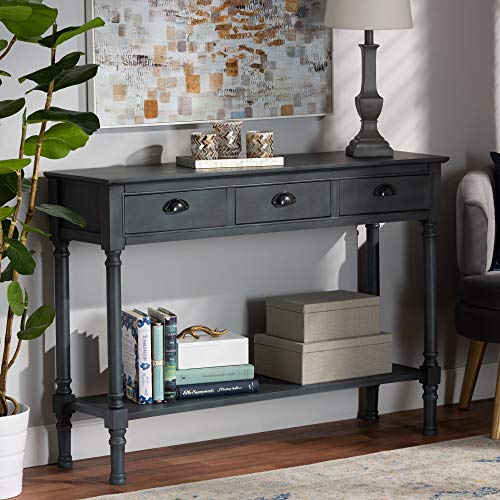 Baxton Studio Garvey French Provincial Grey Finished Wood 3-Drawer Entryway Console Table Baxton Studio