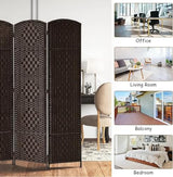 Rose Home Fashion Room Divider, 6 ft Tall Room Dividers and Folding Privacy Screens, 16in Privacy Screen 6 Panel Dark Coffee Space Temporary Wall Foldable Partition Separation Rose Home Fashion