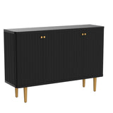 HLR Sideboard Buffet Cabinet, 48" Modern Accent Cabinet with 4 Door and Removable Shelves, Credenza Entryway Cabinet with Storage for Living Room, Dinning Room (Black) HLR