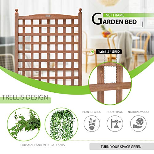 VIVOHOME Wood Planter Raised Garden Bed with Trellis, 60 Inch Height Outdoor Garden Flower Standing Planter Box Lattice Panels with Planter for Patio Porch w/Drainage Holes - WoodArtSupply