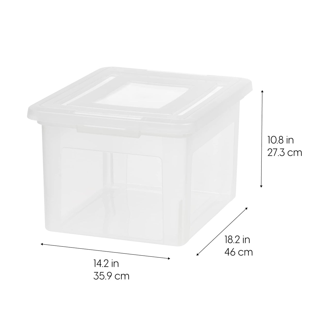 IRIS USA File Box Plastic File Organizer for Letter/Legal File, Document Box, Storage Bin Tote Organizer with Durable and Secure Latching Lid, Stackable, Nestable, BPA-Free, Clear 35 Qt. 4 Pack IRIS