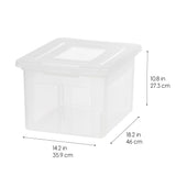 IRIS USA File Box Plastic File Organizer for Letter/Legal File, Document Box, Storage Bin Tote Organizer with Durable and Secure Latching Lid, Stackable, Nestable, BPA-Free, Clear 35 Qt. 4 Pack IRIS