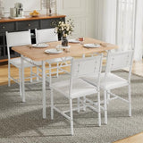VECELO Dining Table Set for 4 with Chairs, 5-Piece Kitchen Table and Upholstered Padded Chairs Set for Small Space, Dining Room, Apartment, Natural Oak VECELO