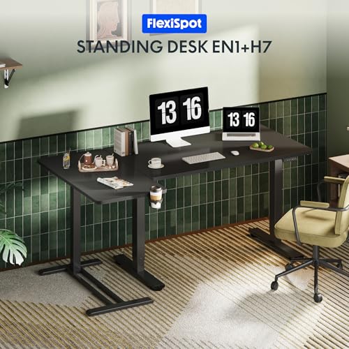 FLEXISPOT Mobile Standing Desk with Wheels Pneumatic Laptop Desk Rolling Computer Cart Movable Height Adjustable Small Sit Stand Workstation Home Use (31.5" W x 17.7" D, Black) FLEXISPOT