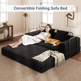 Cloud Boneless Convertible Sofa Bed, 4-in-1 Foldable Compressed High-Density Sponge Sofa, 70" Corduroy Fabric 3 Seater Sleeper Couch Futon Daybed for Living Room Bedroom (Black) Living&Giving