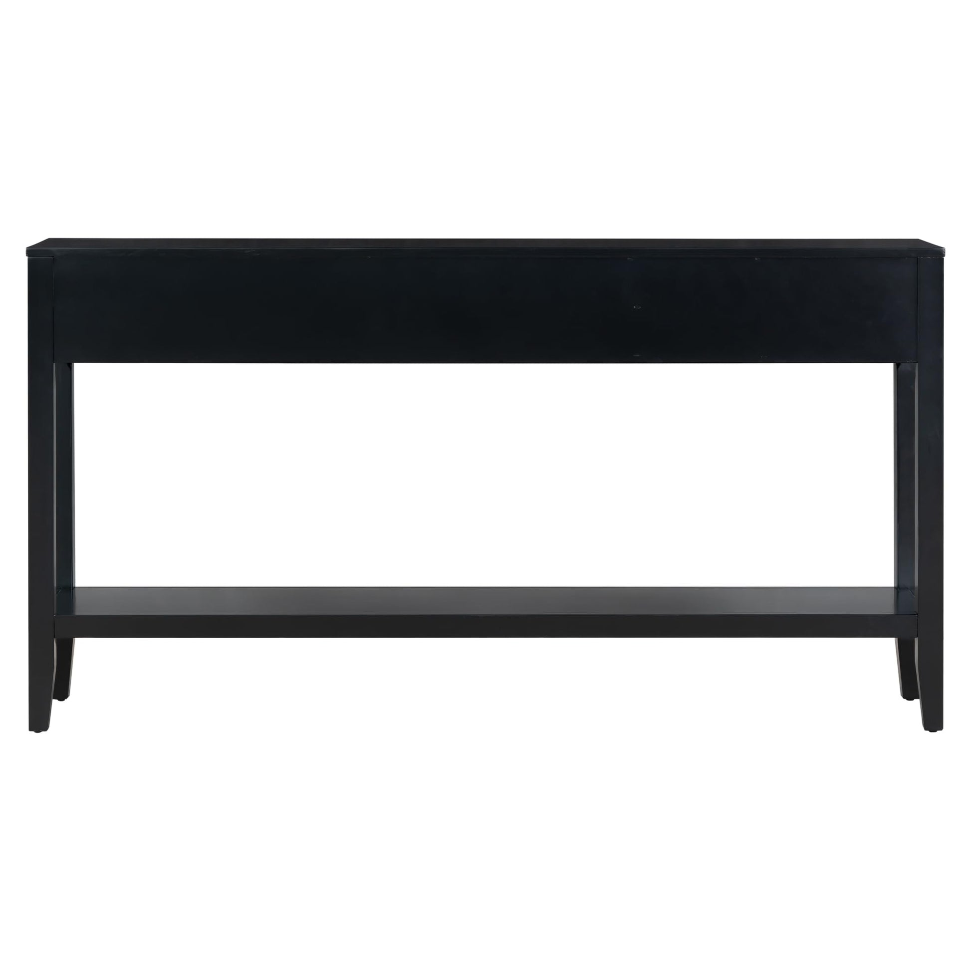 Merax Entryway Console Table with Storage, 3 Drawers Design/Wood Frame/Behind Couch & Sofa, Black - WoodArtSupply