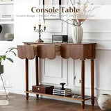 UACSYBH Wood Scalloped Console Table with 3 PCS Drawers, Narrow Entryway Table with Storage Shelf, Mid-Century Hallway Accent Table, Behind Couch Sofa Table Space-Saving (46.4" - 3 Drawers) UACSYBH