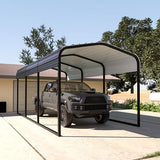 MUPATER Outdoor Carport Canopy 10' x 15', Metal Carport Tent Heavy Duty, Garage Car Shelter Shade with Metal Roof, Frame and Bolts for Car, Truck and Boat, Grey and Silver MUPATER