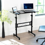 VIVO Mobile 32 x 16 inch Computer Workstation, Standing Portable Desk with Wheels for Laptop Work, Home Office, Black, CART-V02A VIVO