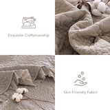 QSH 3PCs Linen Feel Oversized King Quilt Bedspread Set(120"x120"),Stonewashed Cotton Ruffled Quilt California King,Ultra Soft Lightweight Crinkle Shabby Bedspread Coverlet Bedding Set for All Seasons QSH