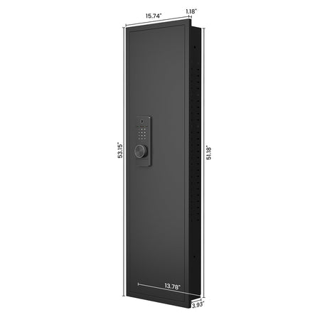 53" in-Wall Safe with Fingerprint Biometric Access - Gun Security Cabinet for Rifles & Pistols Between Studs, Adjustable Shelves, Fully Assembled, Hidden Installation Black Anveffeg