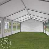 TOOLPORT Party Tent 16x33 ft Canopy PE 350 N Tarpaulin Waterproof White Garden Tent TOOLPORT