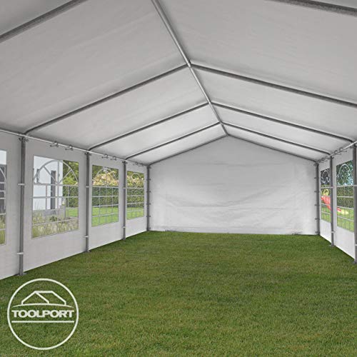 TOOLPORT Party Tent 13x20 ft Canopy PE 350 N Tarpaulin 100% Waterproof White Garden Tent TOOLPORT