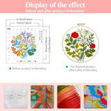 Zhenqing Rose and Lily Cross Stitch Kit for Beginners - 11CT 24x24cm Pre-Printed Pattern with Embroidery Hoop, Threads & Tools, Floral Design(70519)