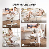 amseatec Criss Cross Chair with Armrests & Wheels, PU Leather Vanity Chair, Comfortable Adjustable Swivel Computer Office Desk Chairs for Home, Make Up, Bed Room (White) amseatec
