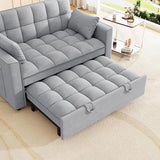 Yeehacc 3 in 1 Convertible Sleeper Sofa Bed, Pull Out Couch Loveseat Futon, Adjustable Backrest Velvet Sofa with Pillows and Side Pockets for Living Room Apartment, Light Grey Yeehacc