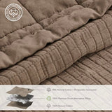 EVERGRACEHOME Stonewashed Cotton Quilt Set King Size, Ultra Soft Oversized Bedspread Coverlet Set, Lightweight Crinkle Box Stitch Bedding Sets for All Season, with 2 Shams, Mocha Brown EVERGRACEHOME