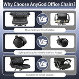 AnyGod Ergonomic Mid-Back Desk Chairs Comfy for Home Office with Flip-up Armrests, Lumbar Support, Adjustable Height and Swivel Rolling Wheels AnyGod