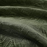 WDCOZY 100% Cotton Queen Size Quilt Set - Olive Green Pre-Washed Soft Lightweight Modern Bedspread, Farmhouse Country Rustic Coverlet, Textured Like Linen, Shabby Chic Gauze Bedding, 3 Pieces WDCOZY