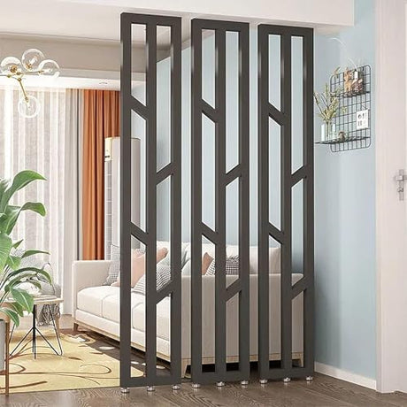 Floor to Ceiling Room Divider, Metal Room Divider, Entrance Hall Partition Screen Column Floor to Ceiling, Column Decor Grille Adjustable Height for Teahouse Coffee Shop Hotel (Black,270cm / 106.29"H) VIBRFURE