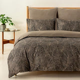 Lekesky King Size Duvet Cover Set, Reversible King Comforter Cover with Tropical Leaves Pattern, Soft 100% Washed Microfiber 3 Pieces Khaki Bedding Set with Zipper and 2 Pillowcases Lekesky