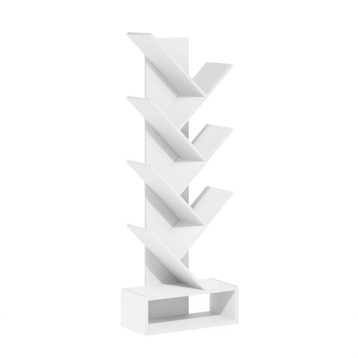 Furinno Tree Bookshelf 7-Tier Floor Standing Tree Bookcase with Bottom Shelf, White Furinno