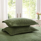 LEAONME Full/Queen Quilt Set 3 Pieces, Lightweight Olive Green Bedspread-90''x98'', Soft Microfiber Summer Quilt/Coverlet, Luxurious Warm Bedding Sets for All Seasons (Includes 1 Quilt, 2 Shams) LEAONME