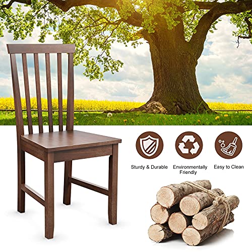 Giantex Wood Dining Chair Set of 4, Farmhouse Wooden Dining Side Chair with High Slat Back, Rubber Wood Legs, Armless Kitchen Chairs, Wood Dining Room Chairs Giantex