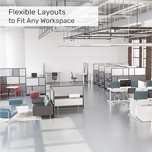 Workflow Modular Wall | Room Divider with Whiteboard, Sound-Dampening, & Frosted Acrylic Panels | Expandable Office Partition for Privacy & Productivity (70" x 70") S Stand Up Desk Store
