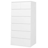 FOTOSOK 7 Drawer Dresser, White Dresser Tall Dresser, 23.6W x 15.7D x 46.7H in White Chest of Drawers with Large Storage Space for Home FOTOSOK