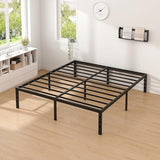 NEW JETO Metal Bed Frame,Queen Size Bed Frame with Storage Space,Heavy Duty Sturdy Mattress Foundation,Easy Assembly,No Box Spring Needed, Black,16 Inch,Queen NEW JETO