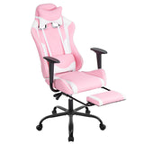 PC Gaming Chair Desk Chair Ergonomic Office Chair Executive High Back PU Leather Racing Computer Chair with Lumbar Support Footrest Modern Task Rolling Swivel Chair for Women Men Girls Adults, Pink BestOffice