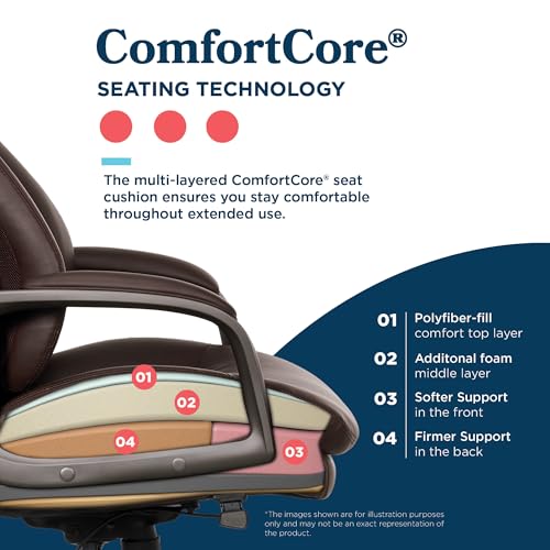 La-Z-Boy Nova Executive Office Chair, Patented AIR Ergonomic Support Technology, High-Back Premium Comfort & Support, Dark Brown Vegan PU Leather La-Z-Boy