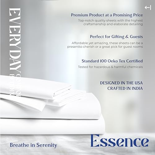Mayfair Linen 100% Organic Cotton Percale Sheets Full Size - White, 4 Piece Set, Soft & Crisp, Cooling, 16" Deep Pocket Hotel Sheets Mayfair Linen