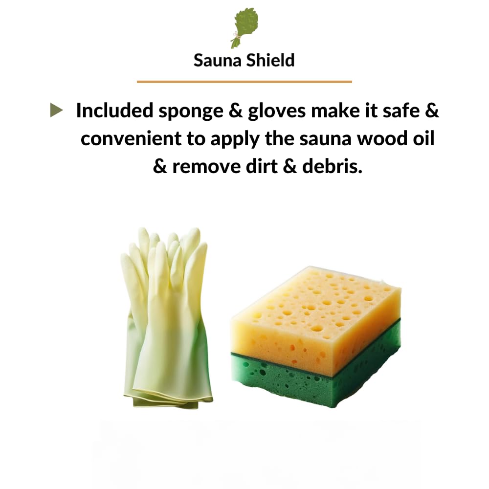 Sauna Shield Sauna Room Care Set: Sauna Wood Oil & Sauna Wood/Room Cleaner (1.32 Gallons Each) with Sponge Applicator - WoodArtSupply