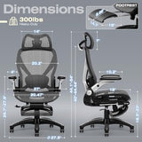 ELABEST X100 Ergonomic Mesh Office Chair with Footrest, Big and Tall Hone Desk Chair with 5D Flip-Up Arms, Adjustable 3D Lumbar Support,Gaming & Executive Computer Chairs ELABEST
