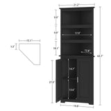 TEENFON Tall Corner Cabinet with LED Lights, Gothic Style Corner Storage Cabinets with Doors, 5-Tier Bathroom Cabinet, Living Room, Dining Room, Black TEENFON