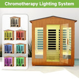 Springspa Outdoor Sauna 4 Person, Infrared Sauna for Home, Wooden Outdoor Saunas Room, 3400 Low EMF Far Infrared with Bluetooth, LCD Panel, 7 Color Chromotherapy Lamp, Reading Lamp springspa