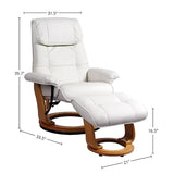 Pemberly Row Contemporary White Leather Swivel Recliner with Matching Ottoman Pemberly Row