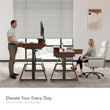 EUREKA ERGONOMIC L Shaped Desk 63", Solid Walnut Wood Top, Executive Standing Desk Adjustable Height, Dual Motor Corner Workstation with Drawers & Monitor Shelf for Home Office, Left EUREKA ERGONOMIC