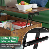 PayLessHere Lift Top Coffee Table with Adjustable Storage and Hidden Compartment Small Wood Coffee Table Center Table for Home Living Room Office Apartment Reception Room,Brown PayLessHere