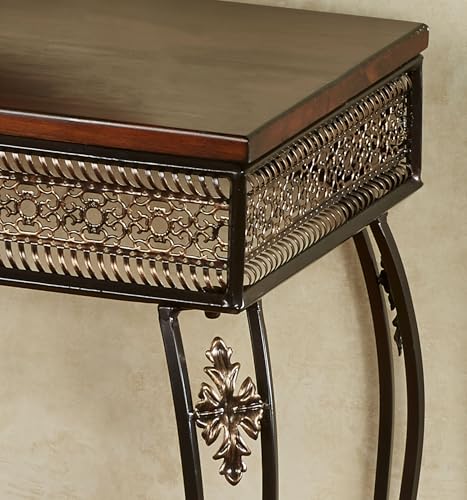 Touch of Class Charleston Ornate Openwork Console Table Bronze | Wood and Metal | Scroll Legs | Elegant Style Tables for Entryway, Hallway Touch of Class