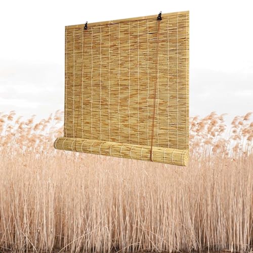 Bamboo Roller Shade Blinds 10'' 22'' 25'' 36'' 38'' 42'' 45'' Wide Cordless Bamboo Blinds Hand Woven roll up Shades for Window Porch Outdoor Patio(32''x64'') WoodArtSupply