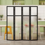 Acrylic Room Divider,4-Panel Freestanding Partition Screen, Frosted Translucent Privacy Panel - Lightweight Modern Divider for Home Office Studio (Black, 4 Panels) Svimi