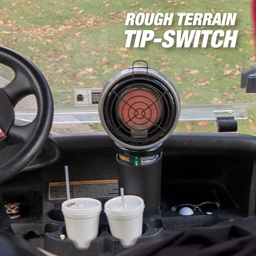 Mr. Heater F242010 MH4GC 4000 BTU Golf Cart Heater, Wind-Resistant With ODS And Tip-Over Safety Switch & Cup Holder Adapter - Silver and Black Mr. Heater