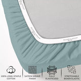 Feather & Stitch 500 TC King Size Bed Sheet Set, 100% Cotton Soft Breathable Bedsheets, 4 Piece 18" Deep Pockets Sateen Weave Striped Bedding Mattress Resort Hotel Luxury - (Granite Green Stripe) FEATHER & STITCH NEW YORK