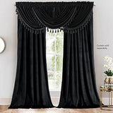 Royal Hotel Bedding Velvet Waterfall Valance, 1 Single Waterfall Valance, Top Rod Pocket Heavyweight Velvet, Black, 57 inches Wide by 37 inches Long (Single) Royal Hotel Bedding