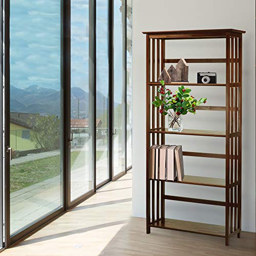 Casual Home Mission Style 5-Shelf Bookcase, Walnut Casual Home