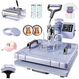 Seeutek 5 in 1 Heat Press Machine 15x15 Inch, Swing Away Sublimation Heat Transfer Press with 20oz & 30oz Tumbler Attachments for T-Shirts, Mugs, Hats & Plates, Lavender Seeutek