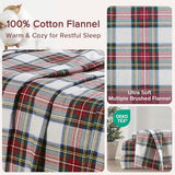 Comfort Spaces Cotton Flannel Sheets Twin Size, Ultra Soft Flannel Sheet Set with 12" Elastic Pocket , Plain Print Warm Flannel Bedding, Scottish Plaid Red 3 Piece Comfort Spaces